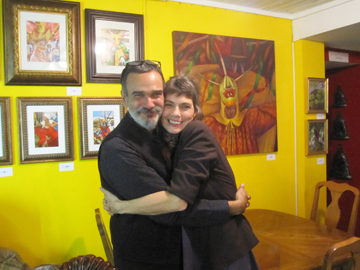 Artists Pablo and Amy Shine at Cafe Mezzaluna in Saugerties, NY during their show.