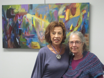 Edith Rae Brown (L) and Cornelia Seckel (R) at the opening reception of Edith's exhibition