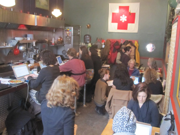 Art & feminism meetup at Cafe East, Kingston, NY
