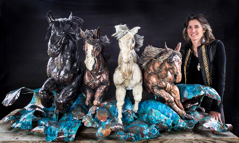Stevie Jo Lake with her work The Horses