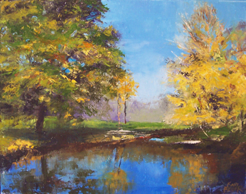 Pond and Trees painting by kari Feuer