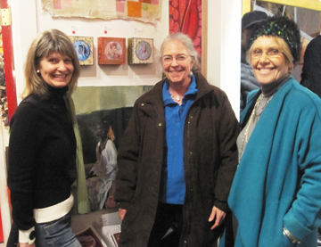 Linda Richichi, Cornelia Seckel and Sylvia Weinberg at Varga Gallery, Woodstock, NY. Both Linda and Sylvia had work (behind us) in the Women’s Show & Woodstock Goddess Festival 2012.