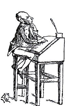 picture of a writer at a destk 19th century line drawing